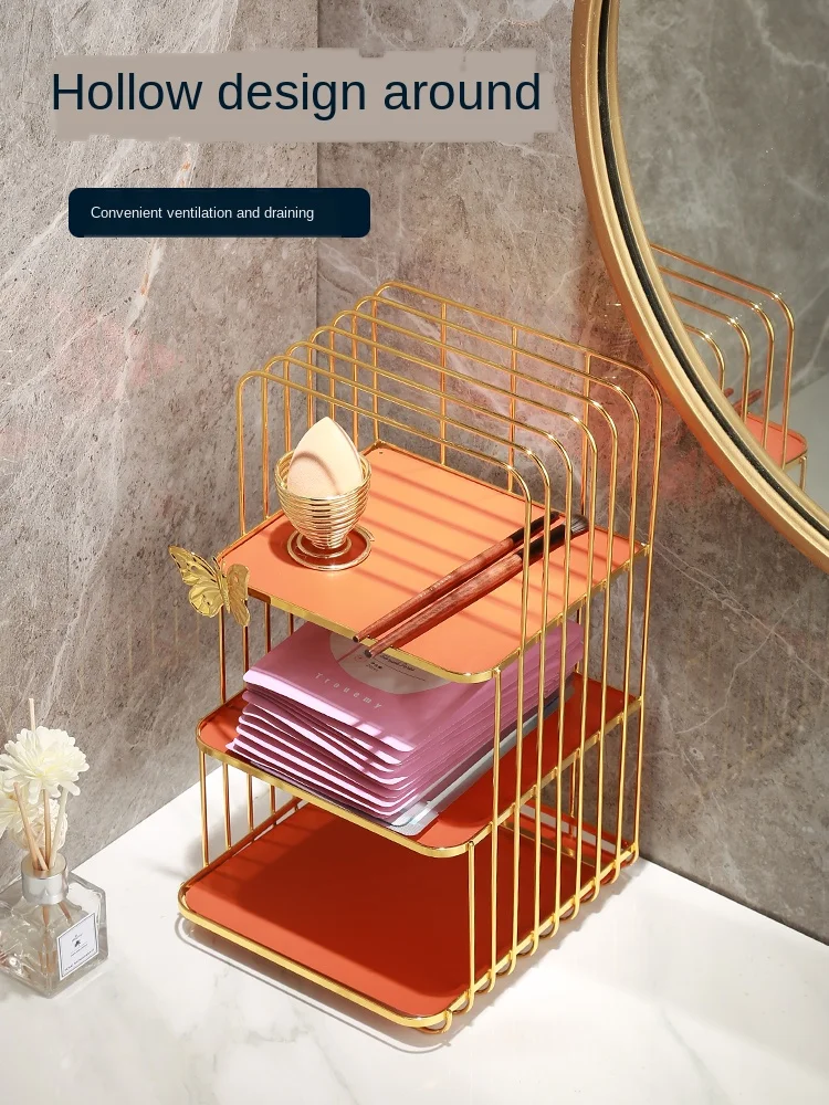 

Chassis removable light luxury cosmetics shelf bottom no water mask perfume lipstick storage box easy to take desktop dressing t