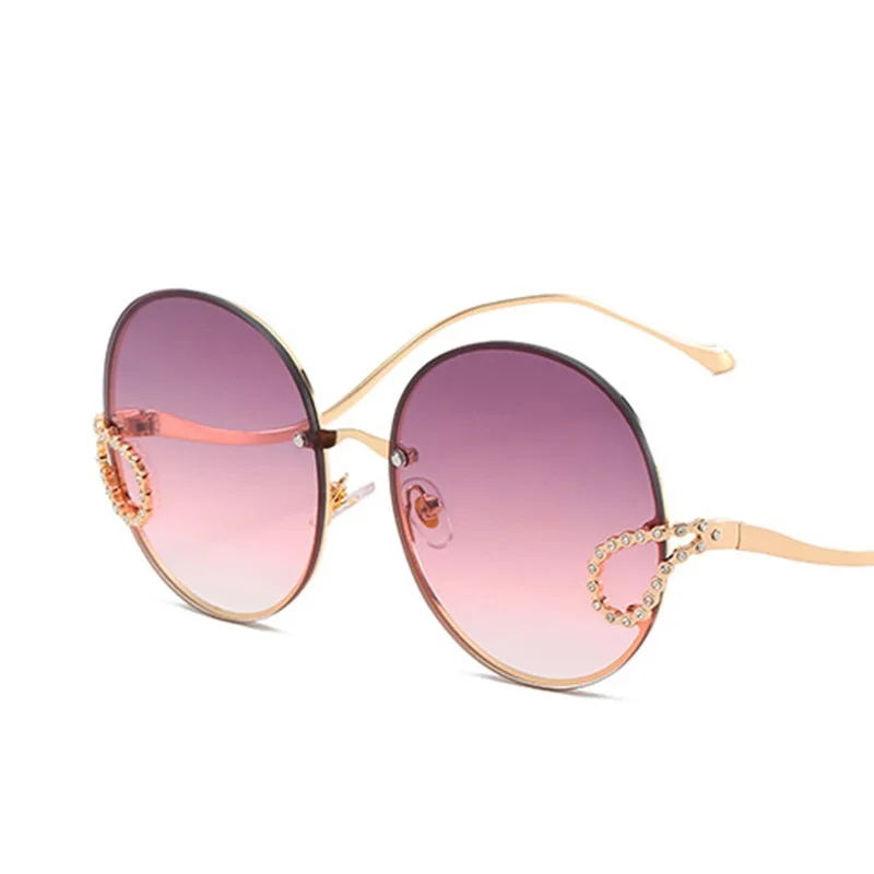 Новинка 2020 солнцезащитные очки женские Роскошные стразы круглые без оправы