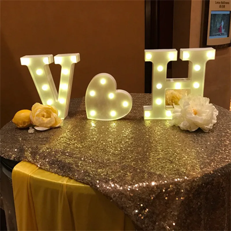 

Luminous LED Letter Number Night Light Creative 26 English Alphabet Battery Lamp Romantic Wedding Birthday Christmas Party Decor