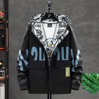 mens fashion oversize zipper hooded jacket casual loose type side slit pocket jacket wind breaker jacket men korean jacket