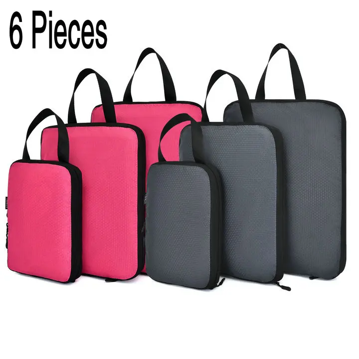 6pcs Rose and Gray Soperwillton компрессионные упаковочные кубики, набор косметических сумок, нейлоновая дорожная сумка для мужчин и женщин, органайзер для путешествий, аксессуары - Цвет: 6pcs Rose and Gray