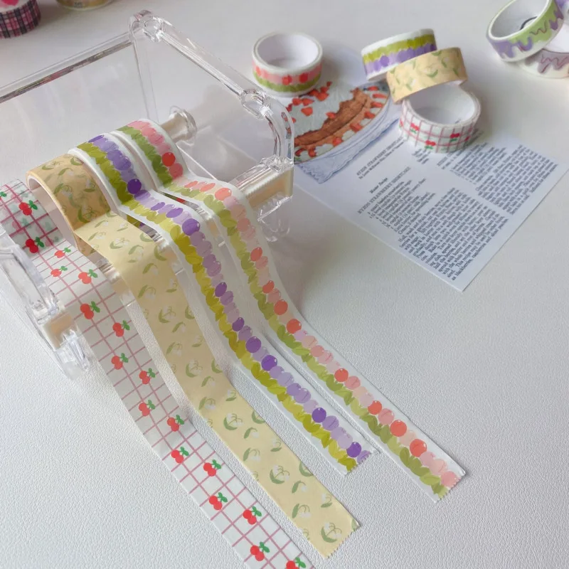 1Pc Girly Heart Tulip Plaid Washi Tape Scrapbooking DIY Journal Cute Cherry Planner Masking Paper Diary Stationery Sticker - купить по