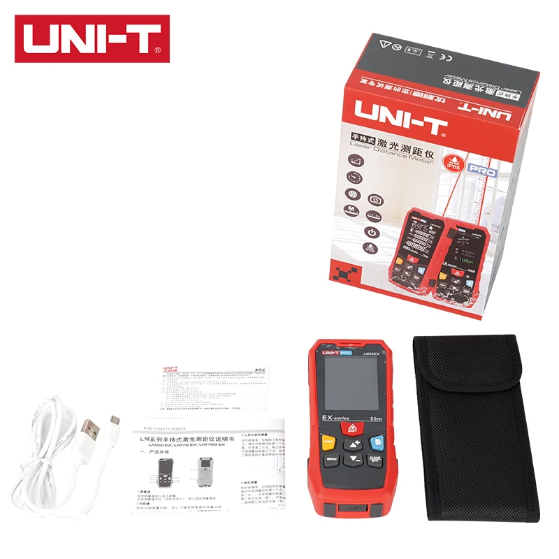 

UNI-T Laser Distance Meter LM50EX LM70EX LM100EX 9 Measurement Modes Electronic Leveling 20 Groups Data Storage 2m Drop Test