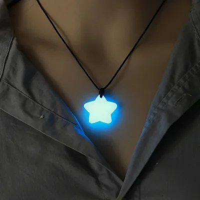 

New Weaving Pentagram Fluorescent Necklace Luminous Stone Lucky Star Pendant Couple Student Girlfriend Accessories Jewelry