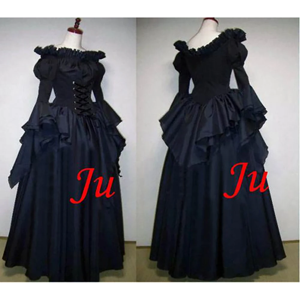 

fondcosplay Medieval Gown Gothic Lolita Punk Fashion black cotton Dress Outfit Cosplay Costume Tailor-made[CK677]