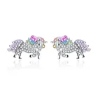 Новинка 2022, яркие круглые серьги с мультяшными рисунками, женские серьги из австрийского хрусталя, 2 цвета, подходит для вечерние