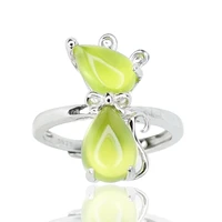 yellow prehnite ring 925 silver ring mouse model womens ring 2021 new fashion and simple boutique womens jewelry party gift