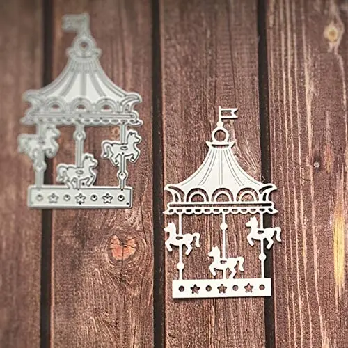 

Милая КАРУСЕЛЬ ВРАЩАЮЩАЯСЯ металлическая режущая трафарет для DIY альбома скрапбукинга декоративные штампы для вырезания бумажных карт инс...
