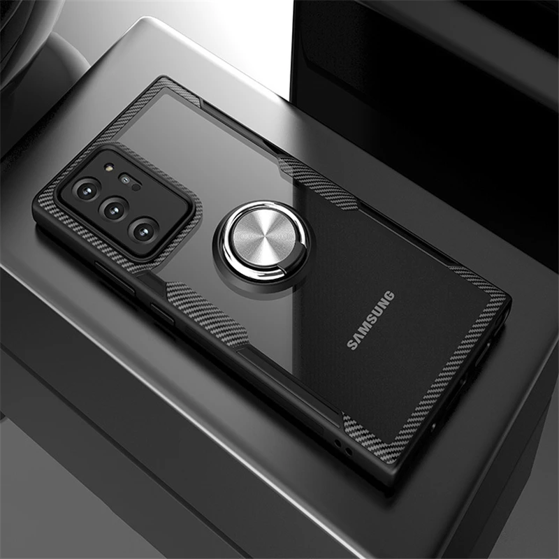 

KEYSION Transparent Phone Case For Samsung S21 Ultra S20 S10 Plus Ring Holder Back Cover For Galaxy Note 20 Ultra Note 10 M31S