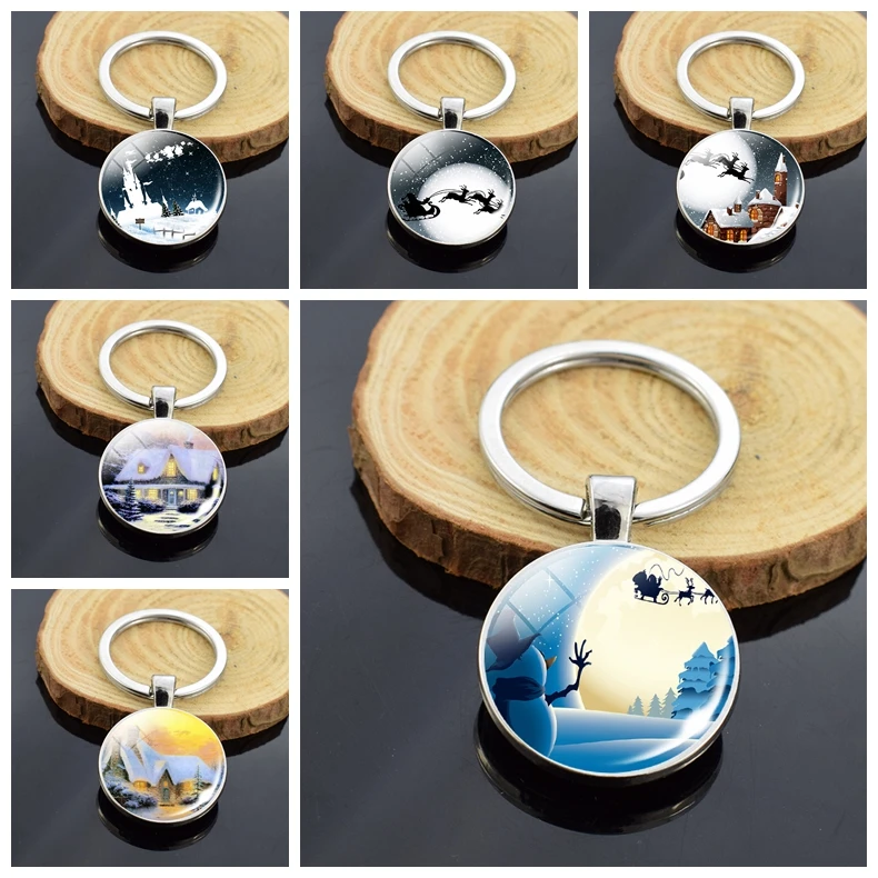 Модный декоративный двойной брелок с Санта Клаусом и оленем|Брелоки| |