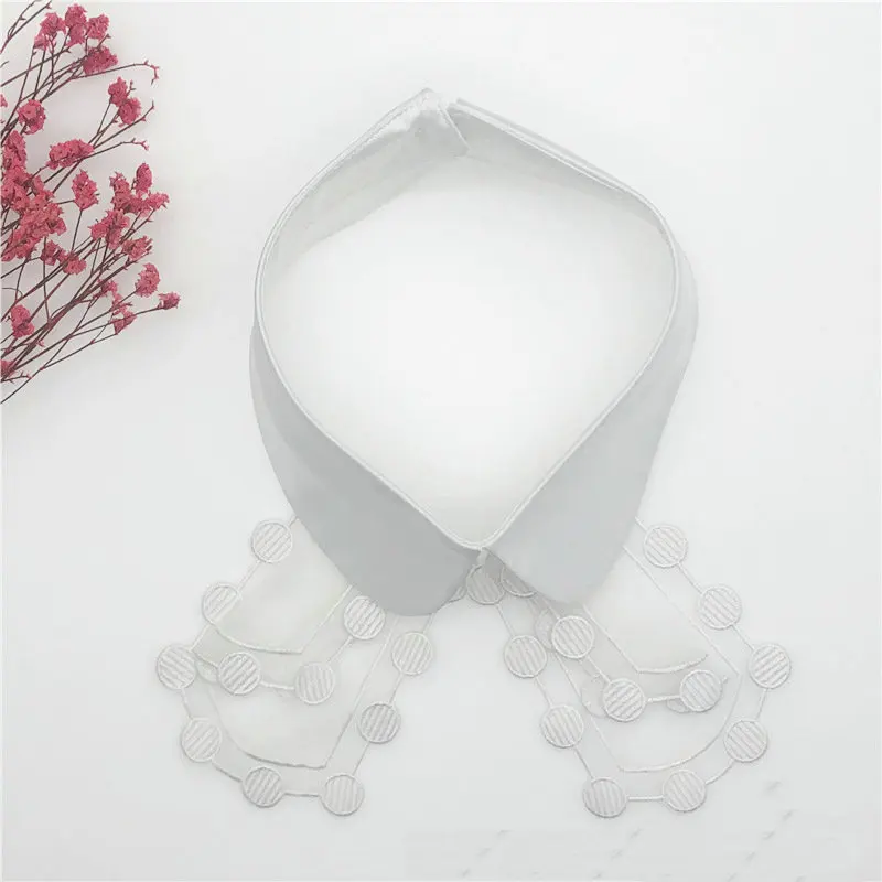 

HISUMA Women Sweater Shirt Neck Tie Neckline Lady Fake Collar Chiffon Cotton Detachable False Collar Choker Removable Lapel Top