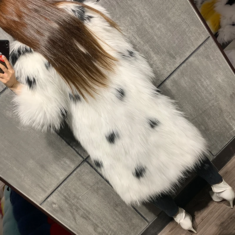 

ladies women real raccoon knitted fur coat long