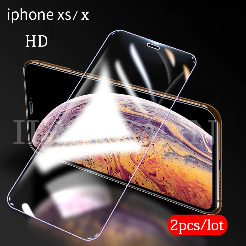 

2Pcs/lot 9H Tempered Glass for iphone X XS XR XS MAX Screen Protector Full Cover Glass For iphone xs max xr xs x Protective Film