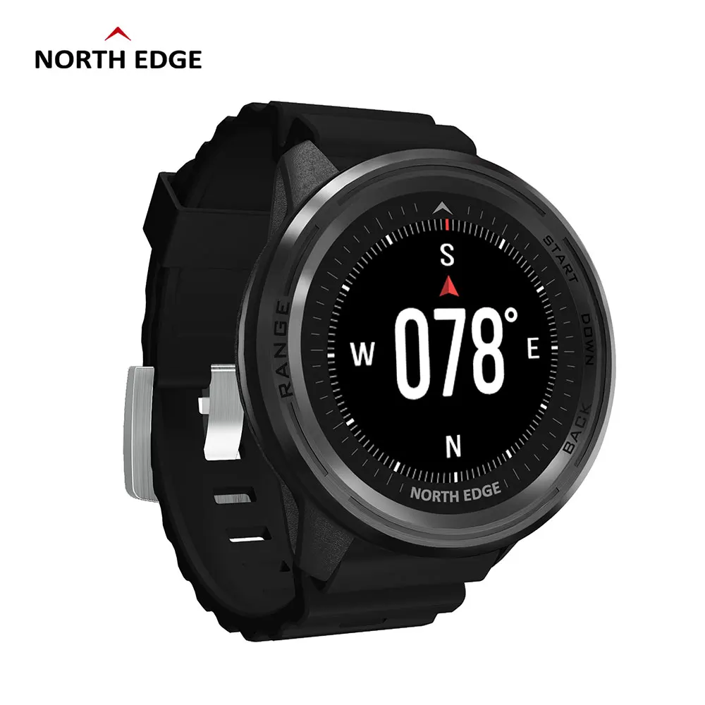 Часы NORTH EDGE мужские водонепроницаемые умные фитнес часы с GPS барометром компасом