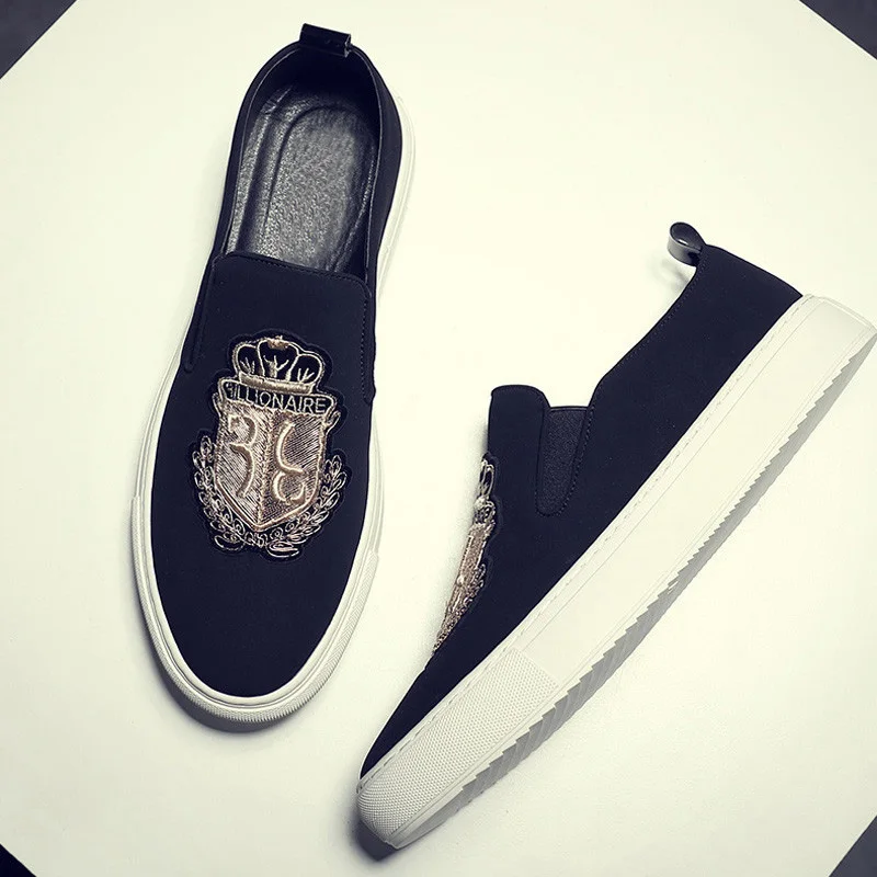 

2020 Autumn New Men Leather Casual Shoes Man Fashion Slip-On Luxury Embroidery Suede Leather Shoes Trend Loafers