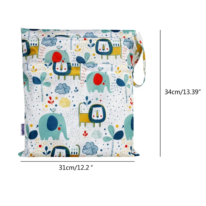 

Wet Dry Bag With Two Zippered For Baby Diapers Nappies Waterproof Reusable Washable 31cmx34cm