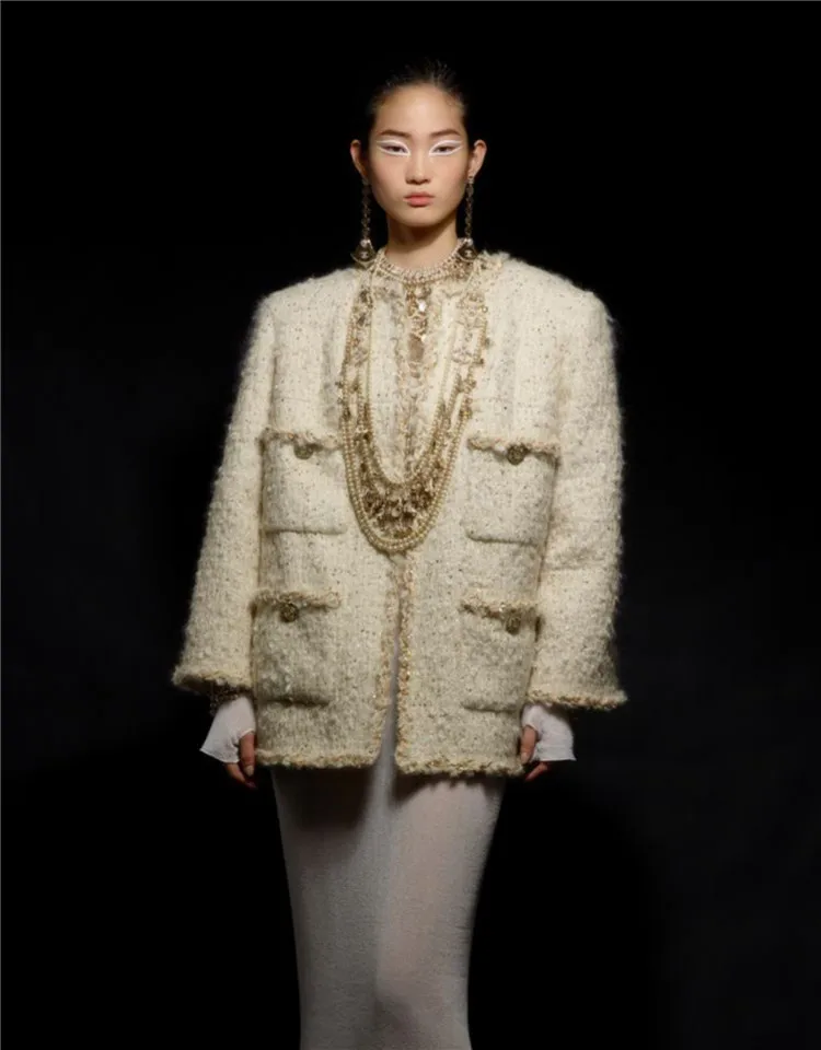 Высокое качество подиумная Женская твидовая куртка 2019 осень зима элегантные