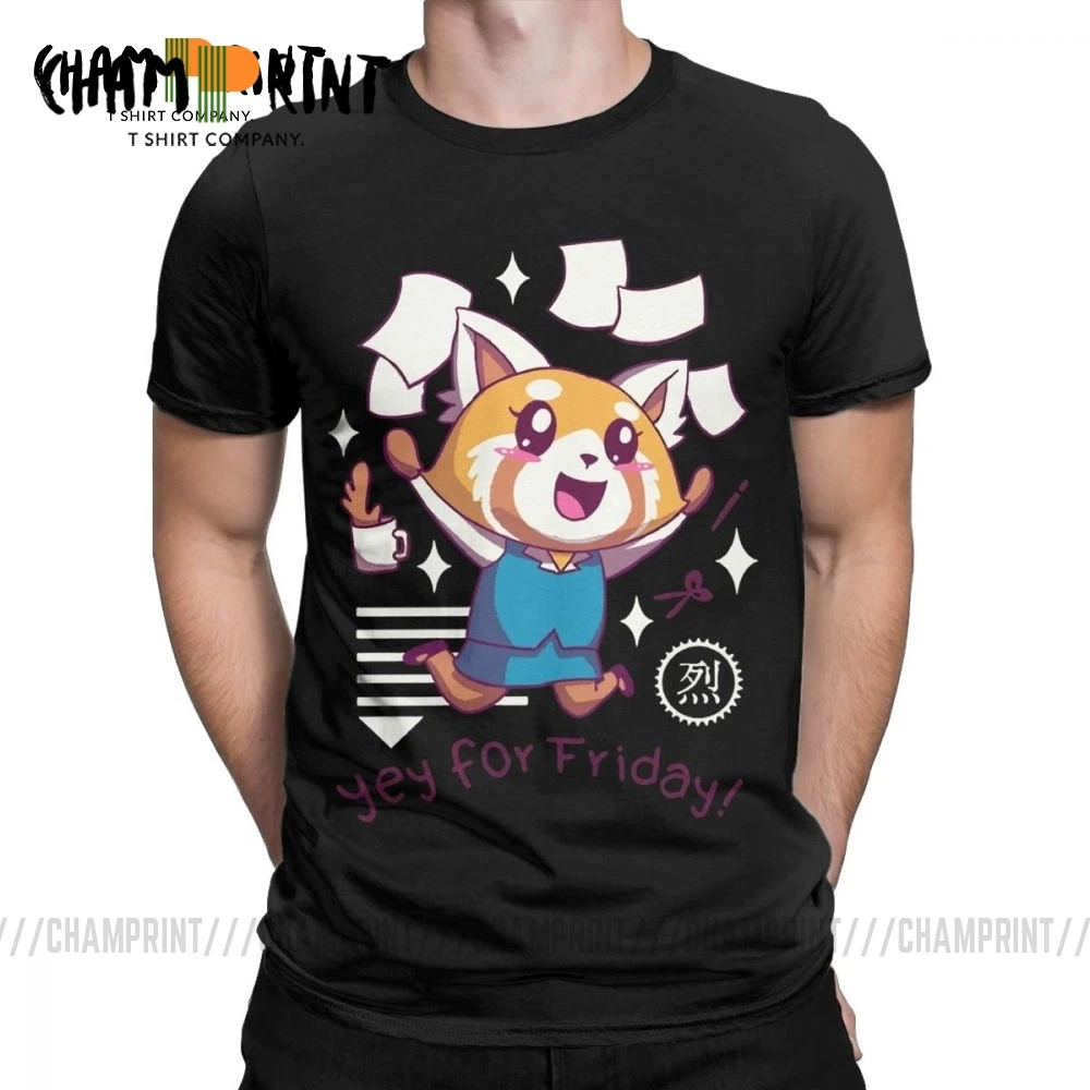 Агрессивная футболка Aggretsuko Yey на пятница счастливая уикен для мужчин 100% хлопок