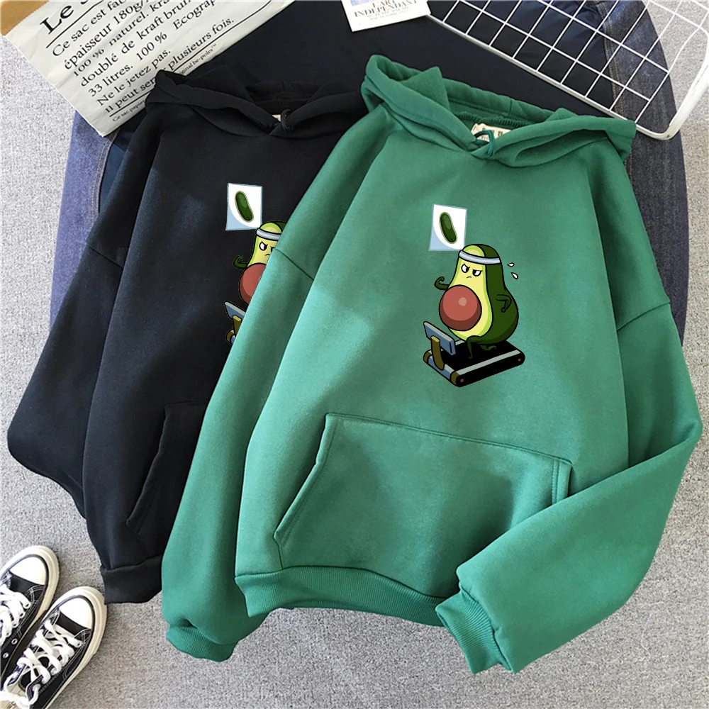 

Women Sweatshirts Streetwear Sudadera Winter Korean Couple Hoodies Lovers Harajuku Kawaii Avocado Vegan Cartoon Hoodie