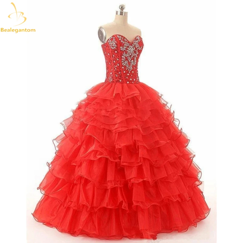 Bealegantom 2021 New Red Gold Purple Cheap Quinceanera Dresses Ball Gown Crystals Organza Sweet 16 Vestidos De 15 Anos | Свадьбы и