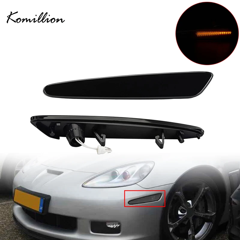 

2Pcs Car Front Bumper LED Turn Signal Light Fender Marker Lamp for Chevy Corvette 2005 2006 2007 2008 2009 2010 2011 2012 2013