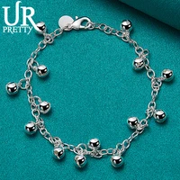 urpretty 925 sterling silver bell ball bead chain bracelet for women wedding engagement charm jewelry
