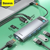 baseus usb c hub type c to hdmi compatible rj45 sd usb 3 0 adapter 8 in 1 type c hub dock for macbook pro air usb c splitter