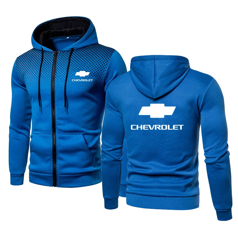 

Fashion casual Men's jackets Chevrolet Car Logo Printing Men's Zip Jacket Dots Cotton Casual High Quality Men's casual wear