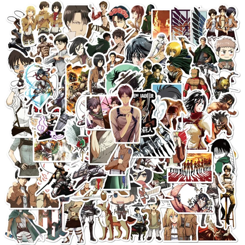

New 50/100PCS/Pack Anime Attack on Titan Graffiti Stickers for Laptop Motorcycle Skateboard Computer Luggage Decal Sticker Toy