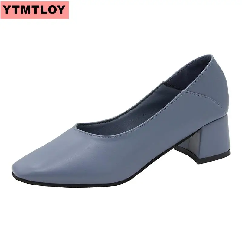 Женская обувь с закрытым носком на толстом каблуке удобные женские туфли лодочки
