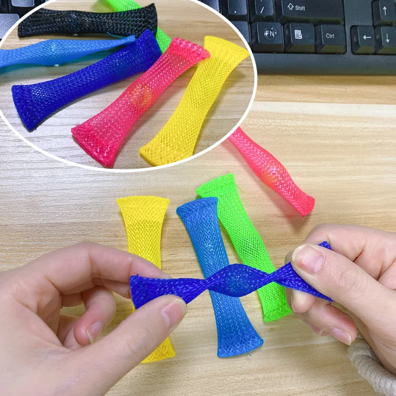 

5/6pcs A Set Funny Mesh Marble Fidget Toy Solid Color Squeeze Vent Toy Stress Anxiety Relief Fun Sensory Toys For Kids Adults