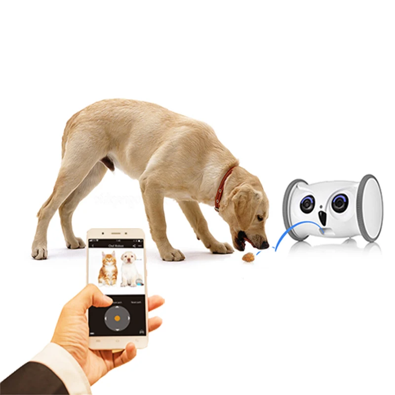 Robot b&uacute;ho de juguete inteligente para mascotas, c&aacute;mara Full HD con dispensador de golosinas, interactiva y Control m&oacute;vil para gatos a trav&eacute;s de la aplicaci&oacute;n, nuevo-0