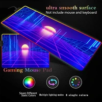 neon sunset abstract large led rgb gaming glow mouse pad 2m usb data cable mousepad gamer computer keyboard pad mat for csgo
