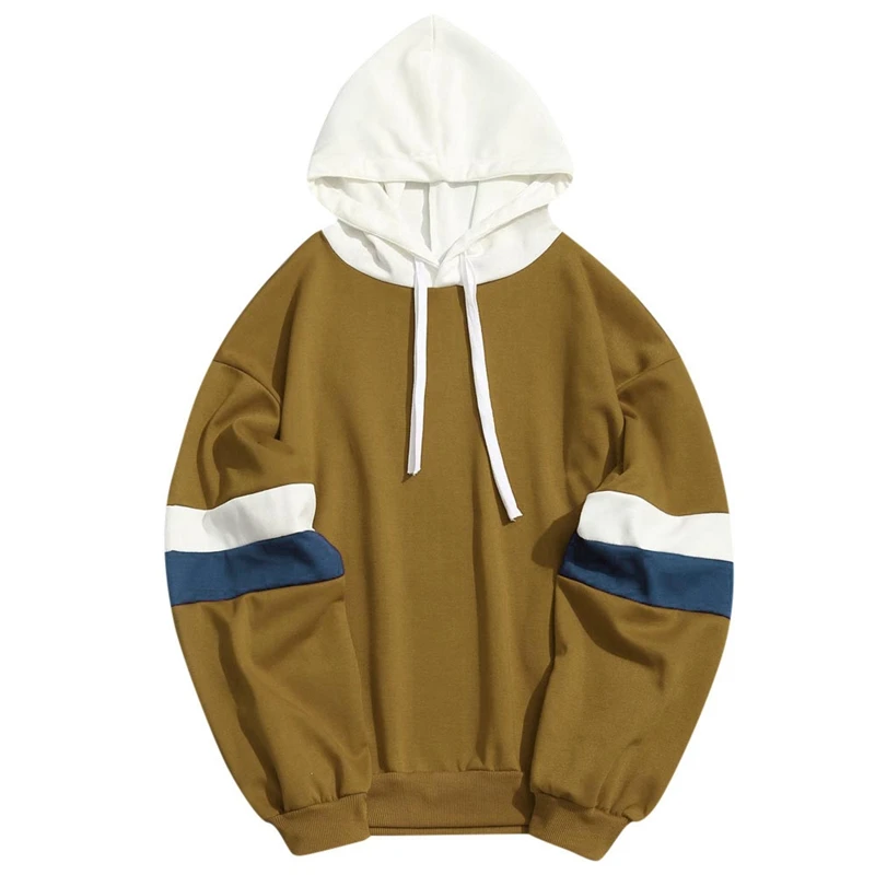 Осенние мужские Лоскутные Спортивные толстовки с капюшоном тонкие больших