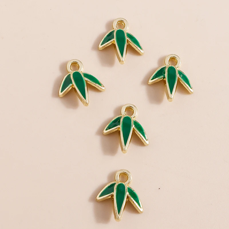 

10pcs 10*11mm Funny Bamboo Leaves Charms Pendants Necklaces Earrings Making Accessories Plant Leaves Charms Diy Jewelry Making