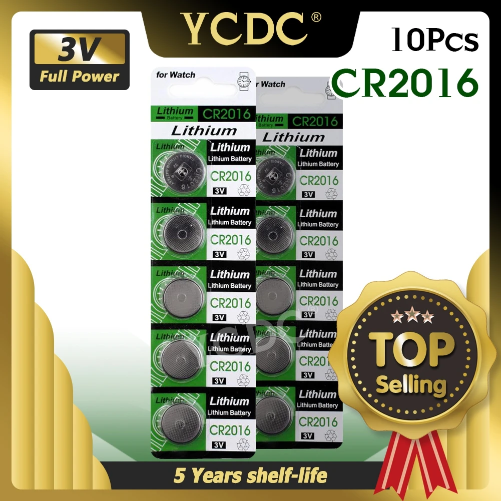 YCDC cr 2016 литиевая батарея 10 шт./лот CR2016 3V кнопки батареи для монет 11 большая