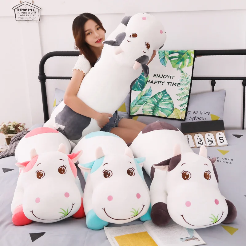

New Large Size Cute Animal Cartoon Cows Stuffed Plush Toy Super Comfortable Soft Toy Children Birthday Present Christmas Gift