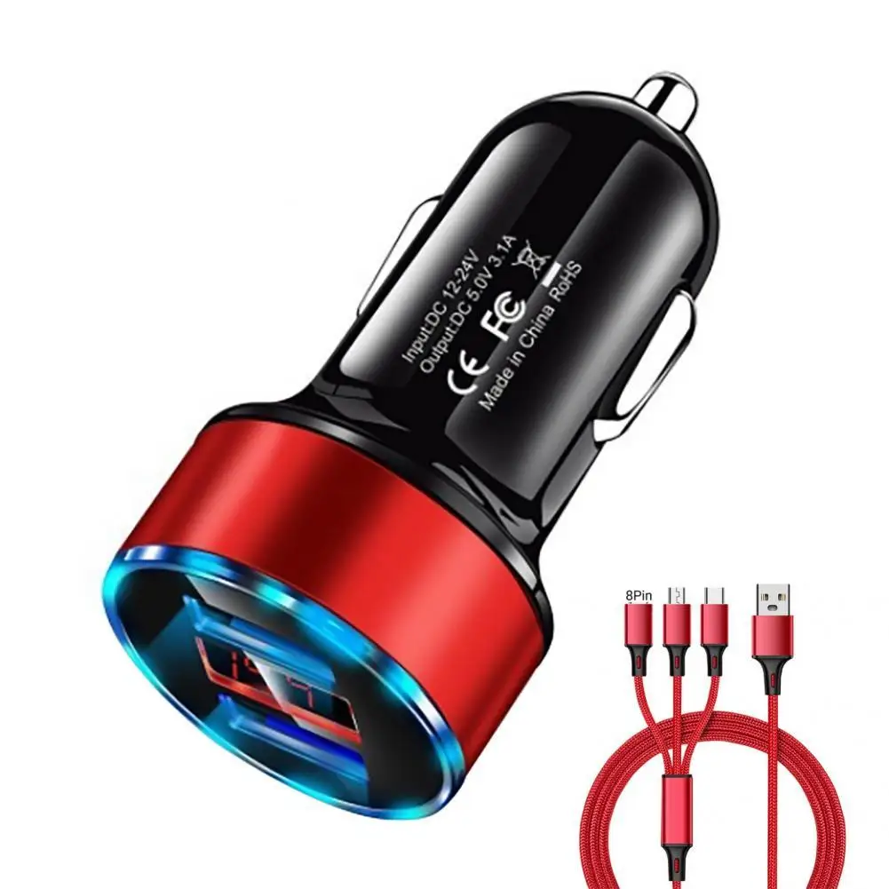 

Anti-interference Lightweight Car Charger with 3 in 1 Data Cable for MP5