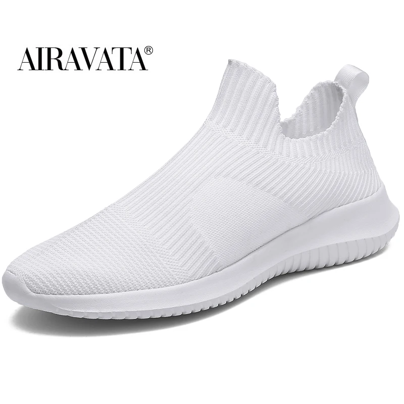 

2021Airavata Men's Sneakers Slip On Sock Soft Sole Fly Woven Mesh Casual Shoes Walking Shoes Lightweight and Breathable Non-Slip