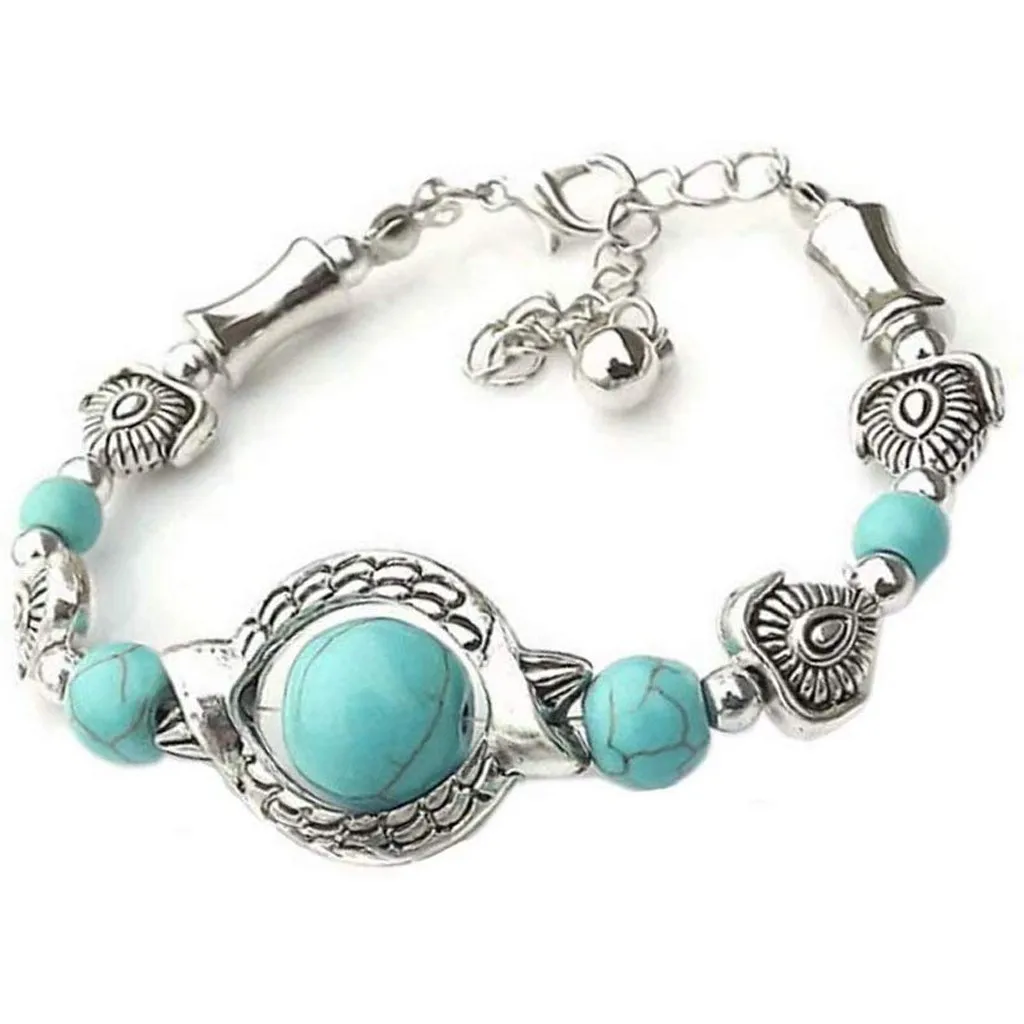 Натуральный бирюзовый браслет Классический роскошный женский летний уникальный