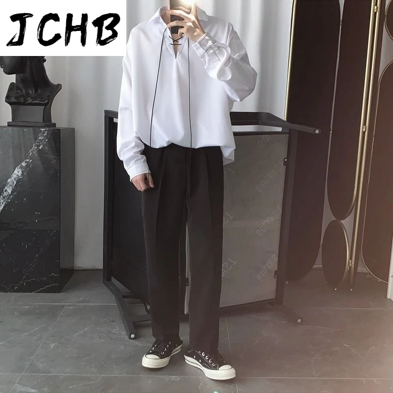 

2021 Chic Blouses Design Blouse Women Clothes Korean Style Ascetic Ssystem Tops Drawstring Top Stitching V-neck Male Pullover To