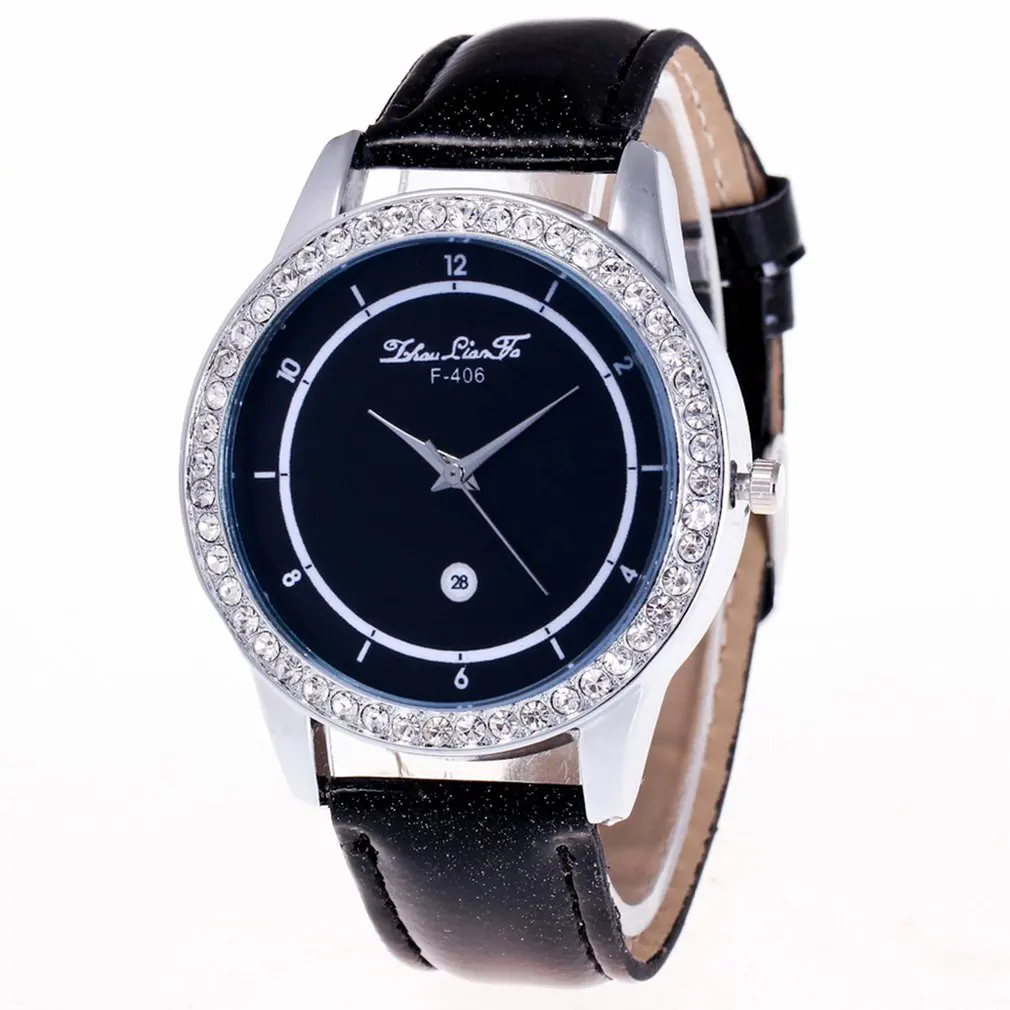 Shiny Light Blue Quartz Watch Female Simple Pattern Leather Strap Round Dial Exquisite Workmanship for Dropshipping | Наручные часы