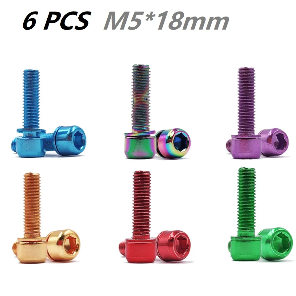 

6pcs M5*18mm Stainless Steel Bicycle Screws Allen Key Bolts For Bike Handlebar DIY Maintenance Decoration Optional Color
