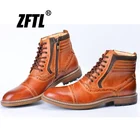 Мужские ботинки на шнуровке ZFTL, натуральная кожа, Теплые ботильоны ручной работы, повседневная обувь Bullock, большие размеры, для зимы, 046