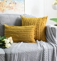 white cushion cover floral tassels square pillow case yellow ivory grey cotton pillow cover home decoration sofa 45x4530x50cm