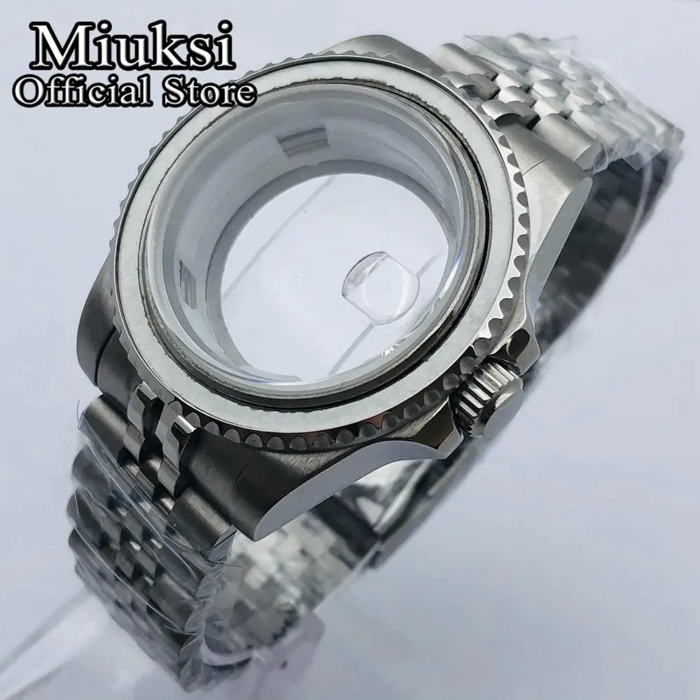Miuksi 40mm sapphire glass silver watch case fit NH35 NH36 NH34 ETA2824 2836 Miyota8205 8215 Mingzhu DG2813 3804 PT5000 movement