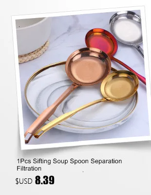 Оригинальные кухонные принадлежности из нержавеющей стали, набор инструментов для приготовления пищи, 6 шт. в наборе, золотой ковш для супа, шумовка, дуршлаг, кухонные аксессуары