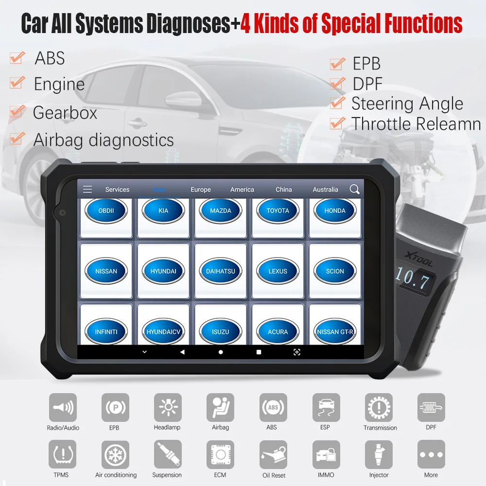 Диагностические инструменты для всех систем автомобиля XTOOL Anyscan A30 P80 OBD2 ABS подушка