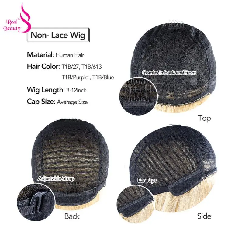 Настоящая красота Короткие прямые парики с челкой эффектом омбре бразильские