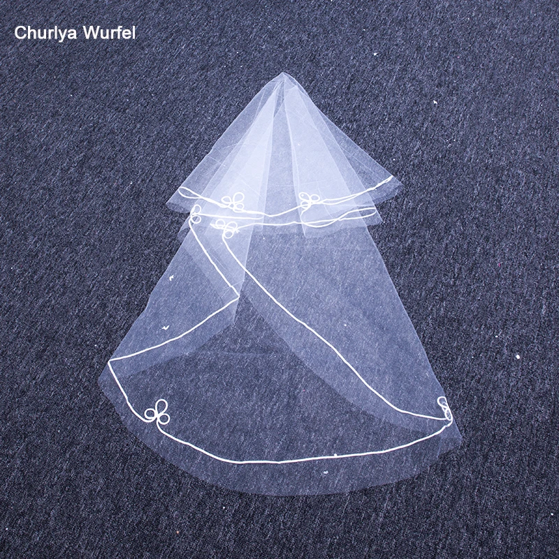 Простая и элегантная Тюлевая Фата TS001 белая кружевная лента подходит для свадьбы